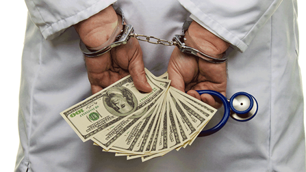 Bribed doctor on handcuffs