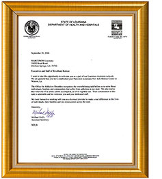 Louisiana Department of Health and Hospitals letter.