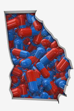 Georgia outline filled with pills