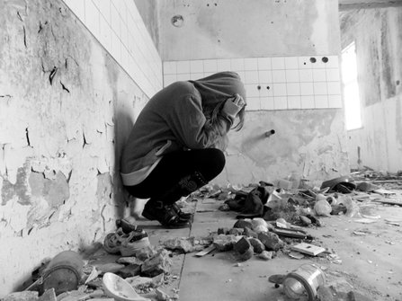 Addict in an abandoned place