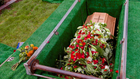 Coffin with Flowers on it